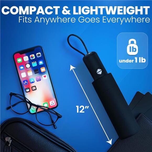 Rain-Mate Windproof Compact Umbrellas for Rain - Strong Reinforced Fiberglass - Picture 5 of 7